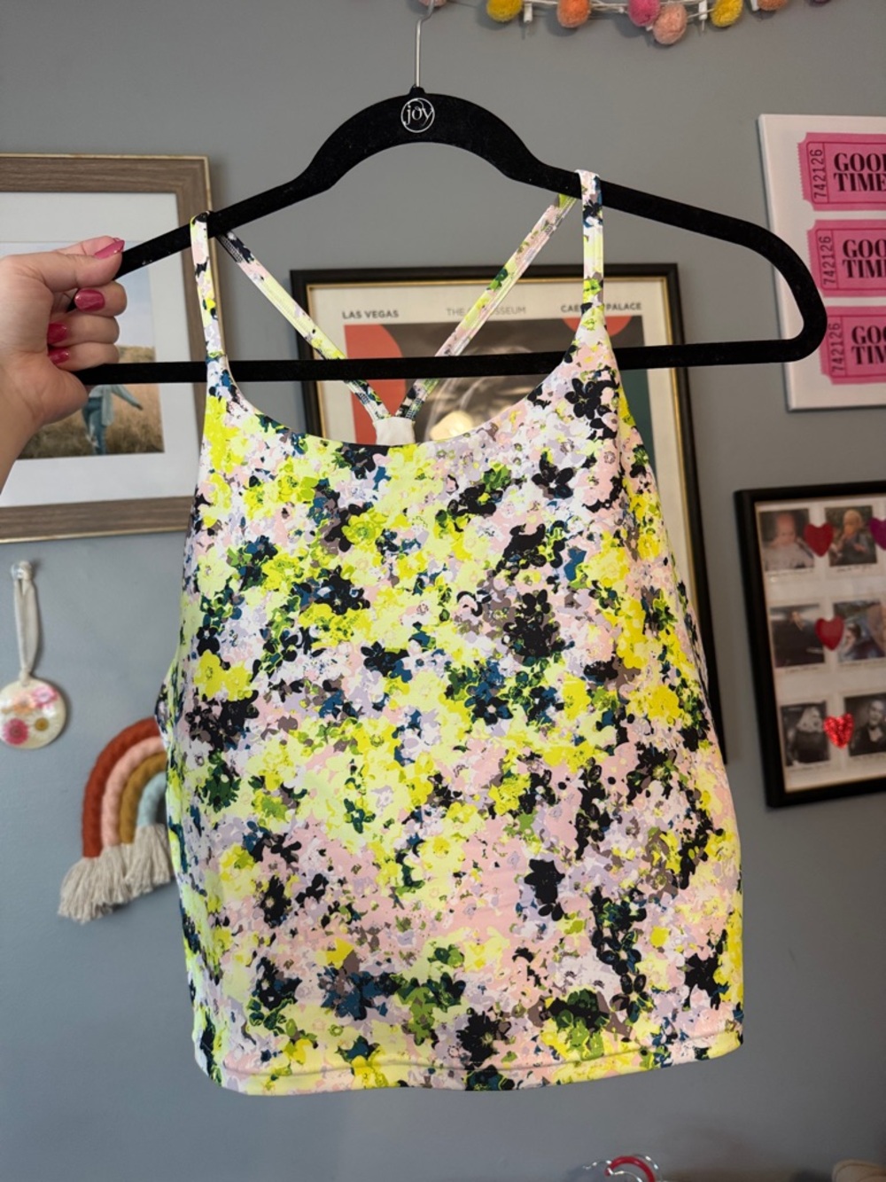 Old Navy Floral Splash Cami in Yellow, Pink, Black, Green